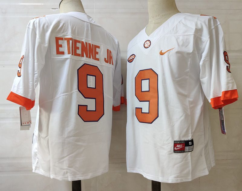 Men Clemson Tigers 9 Etienne jr White Nike 2025 NCAA Jersey